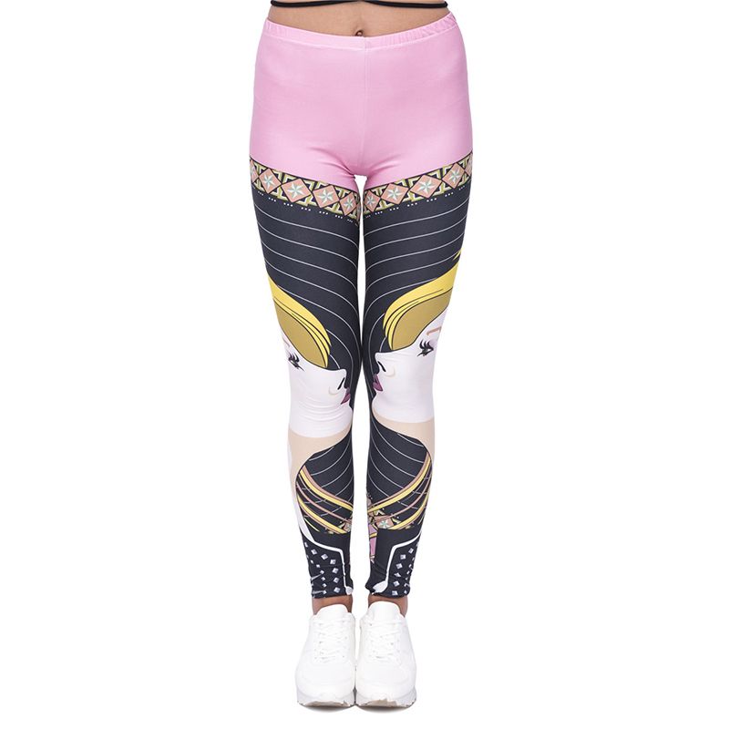 Lady Gun 3D Graphic Print Skinny Stretchy Pants Gradient Green Leggings