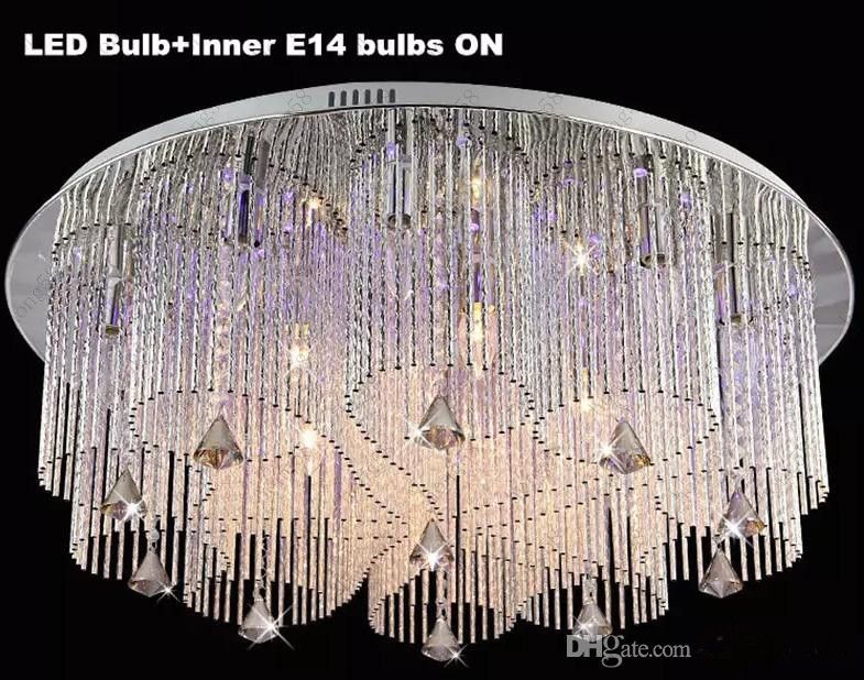 New Modern Rain Drop Rectangle K9 Crystal Chandelier Lighting Flushmount Fixture Lamp Round Ceiling Lights For Living Dining Conference Outdoor