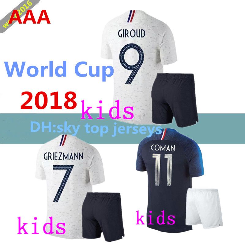 2018 latest french children s soccer jersey 2018 world cup set 2018 latest french children s soccer jersey 2018 world cup set football shoes pogba griezmann kante blanc white away soccer jersey sweatshirt from woke2016