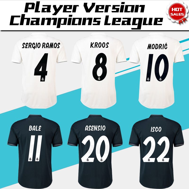 2018 2019 champions league player version soccer jersey 18 19 real 2018 2019 champions league player version soccer jersey 18 19 real madrid home soccer shirt 7 ronaldo 8 kroos 22 isco football uniform from xctc5320