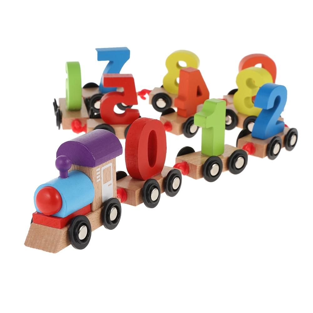 2019 Wooden Train Building Block Puzzle Toy Train Puzzle Wooden Gliding