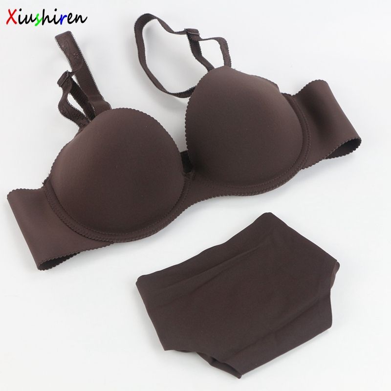 xiushiren 75b 80b 85ab 90ab bra set brown bra underwear set for big xiushiren 75b 80b 85ab 90ab bra set brown bra underwear set for big chest small cup women girls solid seamless briefs de0004 bra underwear set bra set
