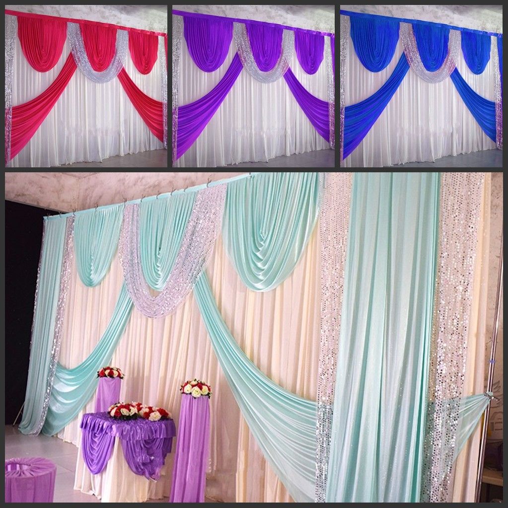 Romantic Ice Silk Wedding Backdrop Curtains Gold Swag Satin Party Romantic Ice Silk Wedding Backdrop Curtains Gold Swag Satin Party Background D Curtain Decoration 10ftx20ft3x6m Birthday Decorations