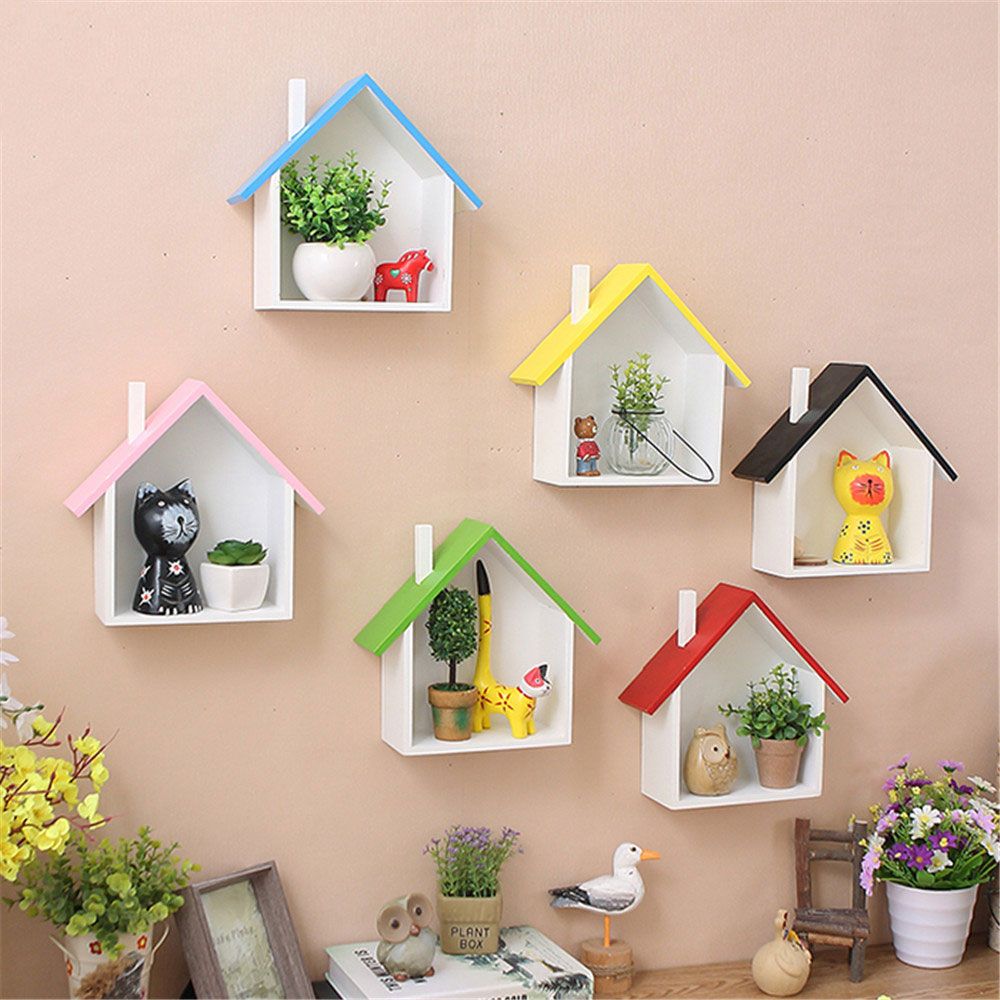Home Decor Wall Hanging Shelf American Style Pastoral Wood Decorative ...