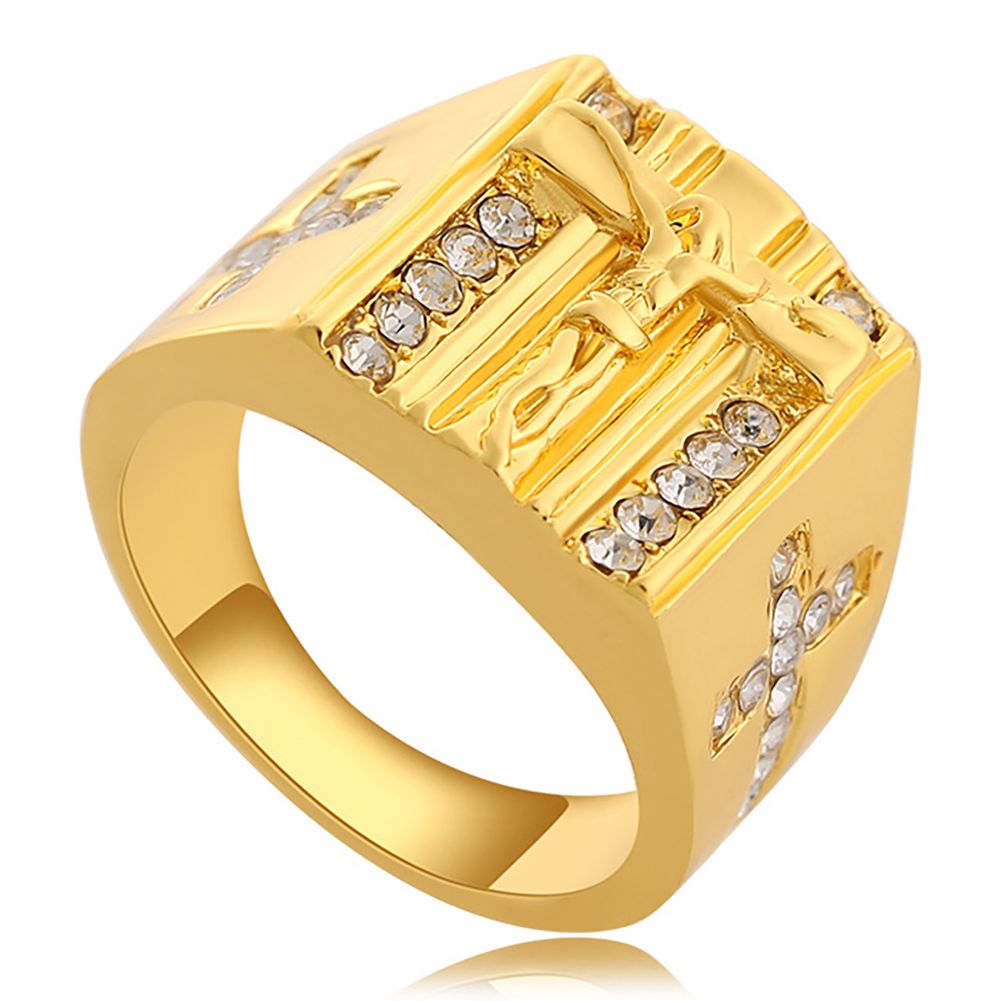 Wholesale New Christian Jesus Ring With Crystal Religious Gold Plated