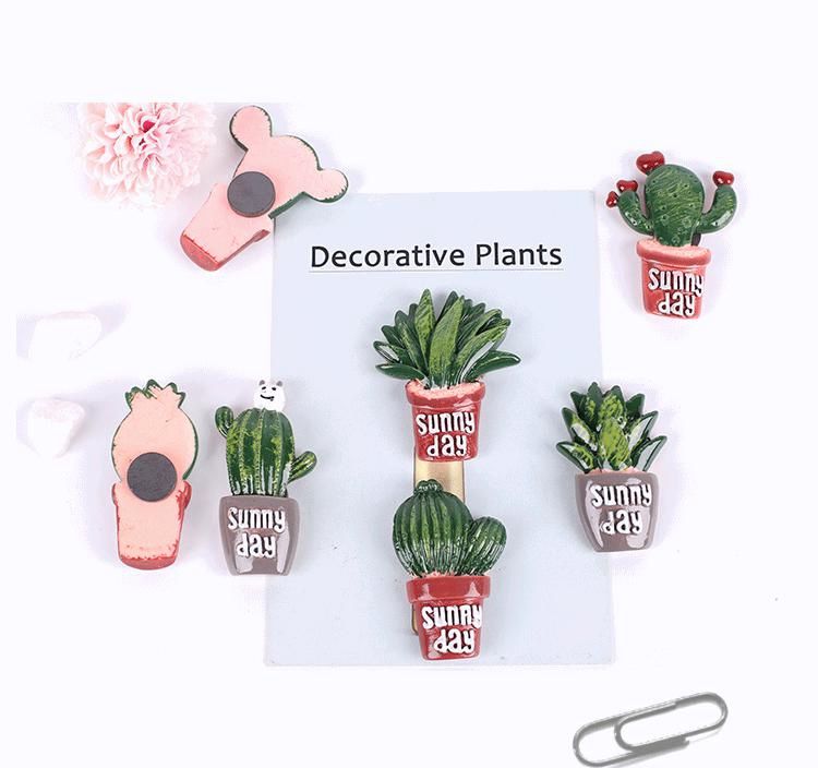 Cactus Plants Fridge Magnets Kawaii Decorative Sticker Refrigerator Magnet Magnetic Stickers Home Decoration 7 Designs Fmr001 7