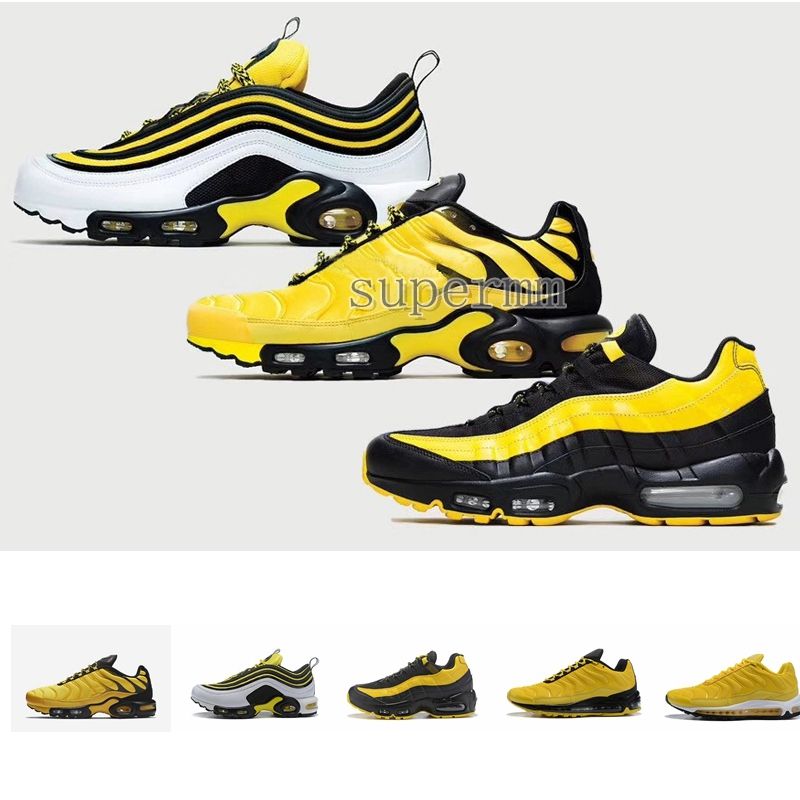 2018 New Arrival 97 95 TN Plus Yellow Frequency Pack Sports Running Shoes Chaussures Tns Air 
