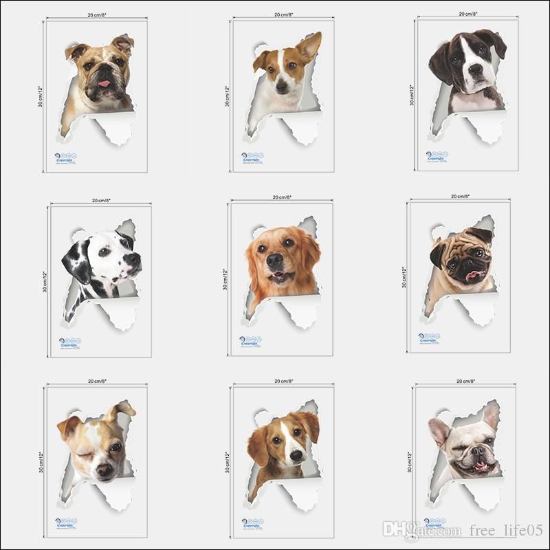 3d View Dogs Wall Hole Stickers For Toilet Bathroom Kids Rooms 3d View Dogs Wall Hole Stickers For Toilet Bathroom Kids Rooms Decorations Pvc Home Decor Refrigerator Car Mural Art Decals Decorative Clings