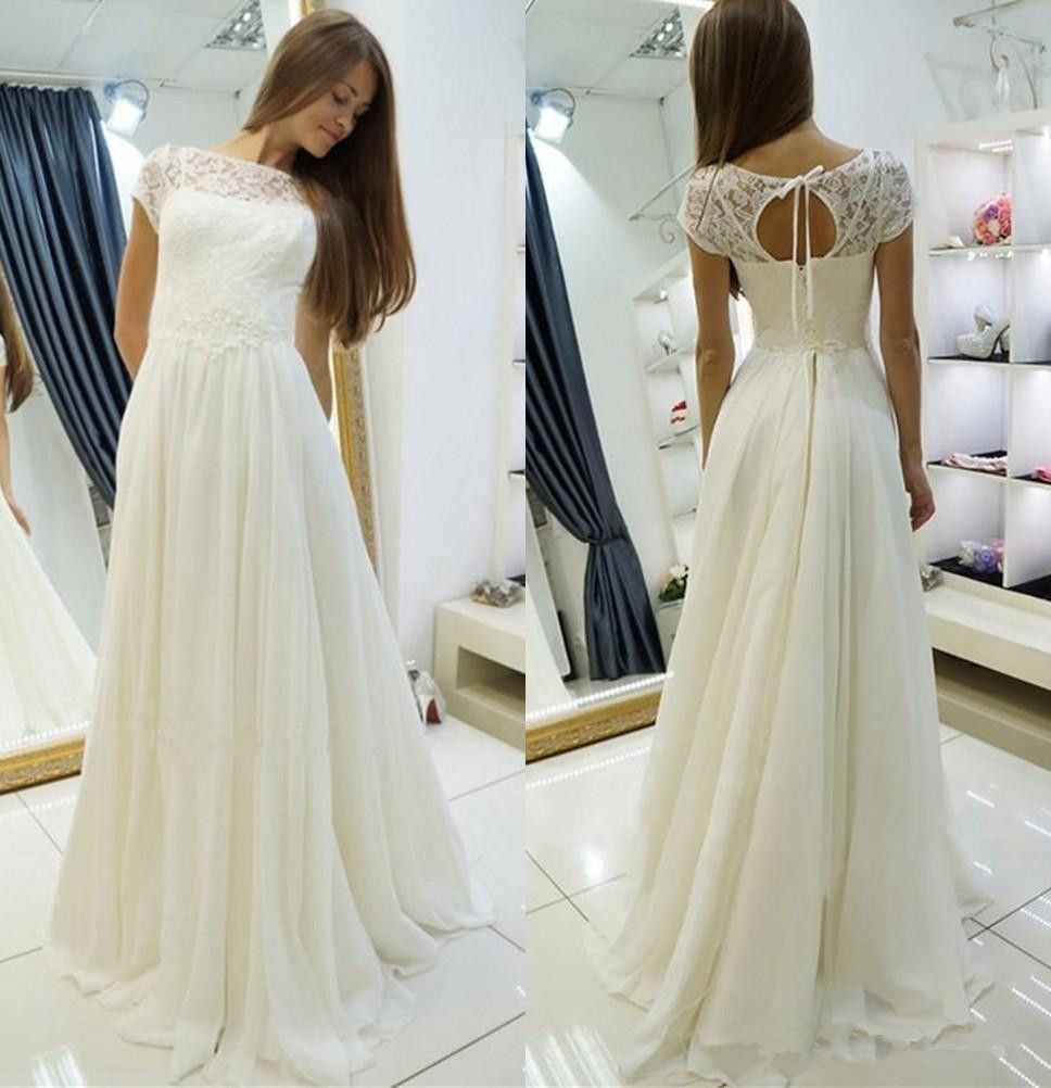 Discount2018 Lace Chiffon A Line Boho Wedding Dresses With