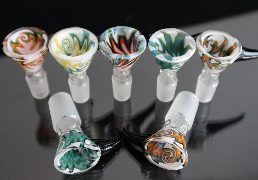 2020 Heady Colored Glass Smoking Bowl 14mm 18mm Male Bowl With Handle