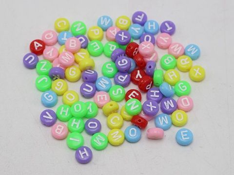 100PCS 7MM White//Multi Mixed Alphabet Letter Acrylic Cube Beads-Jewellery Making
