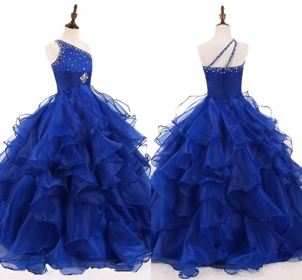 Ruffled Flower Girl Dresses in Blue