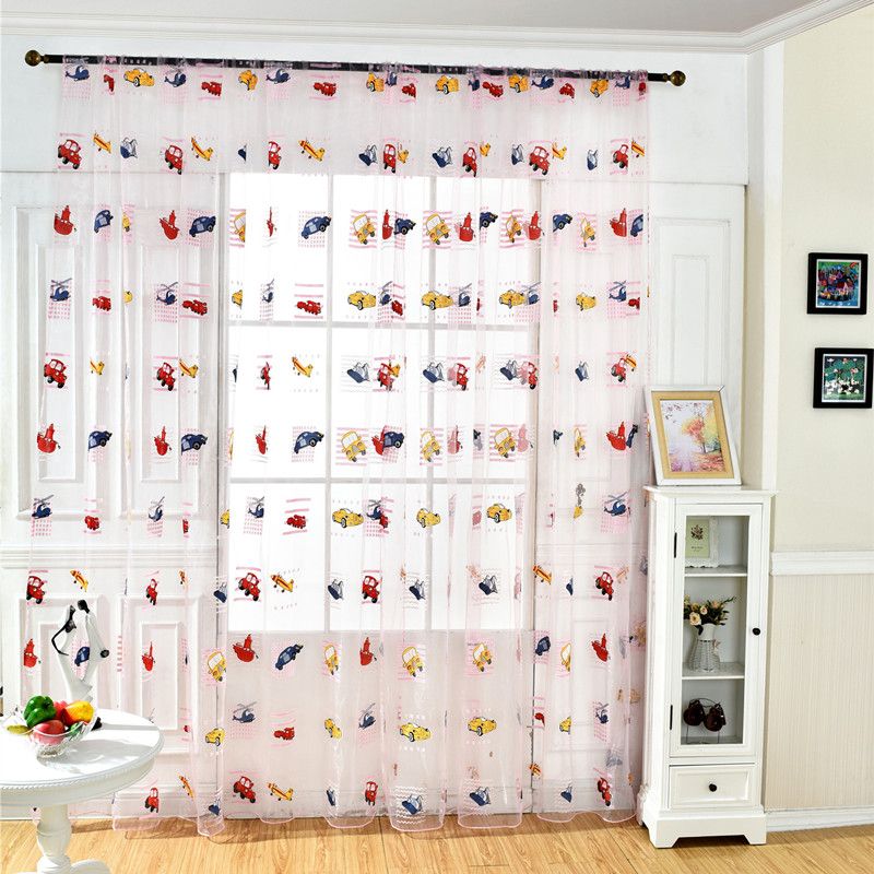 Cartoon Sheer Curtains For Kids Living Rome Baby Home Decoration
