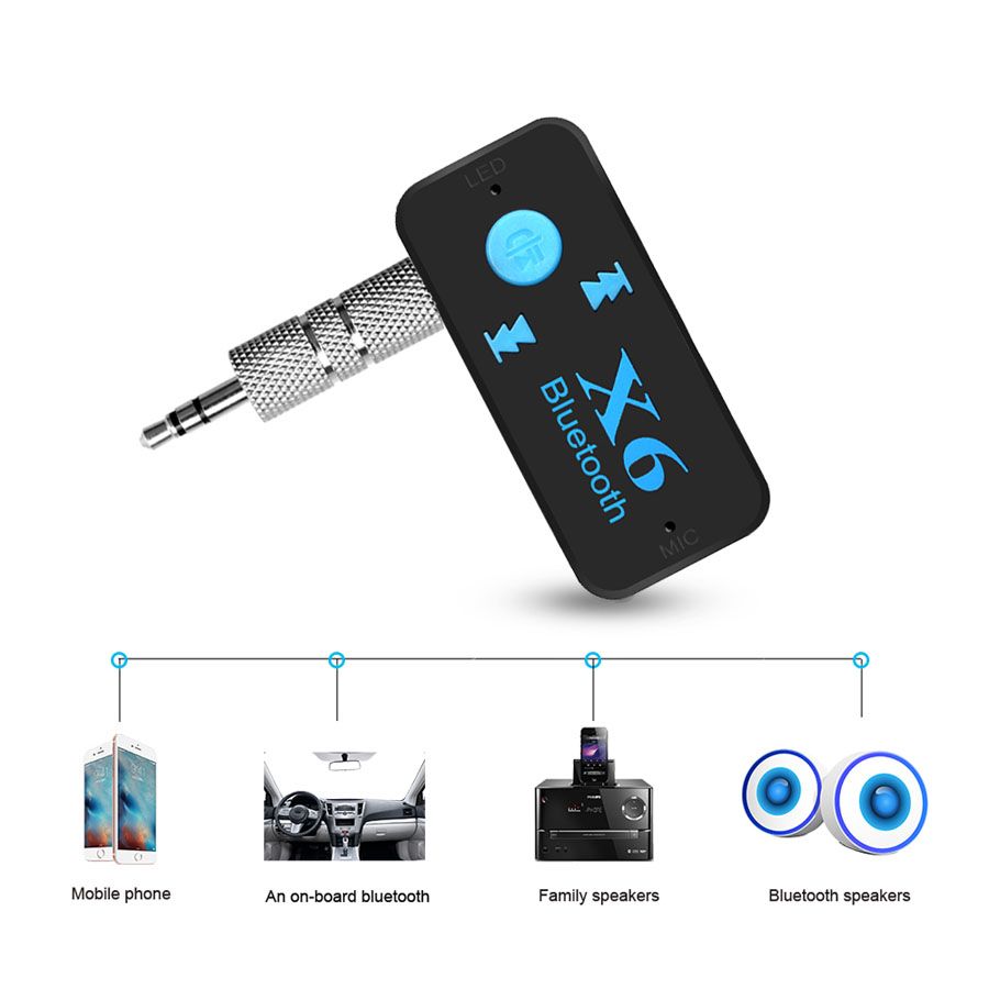 2021 X6 Bluetooth Receiver 3.5mm Jack Car AUX Audio Portable Mini