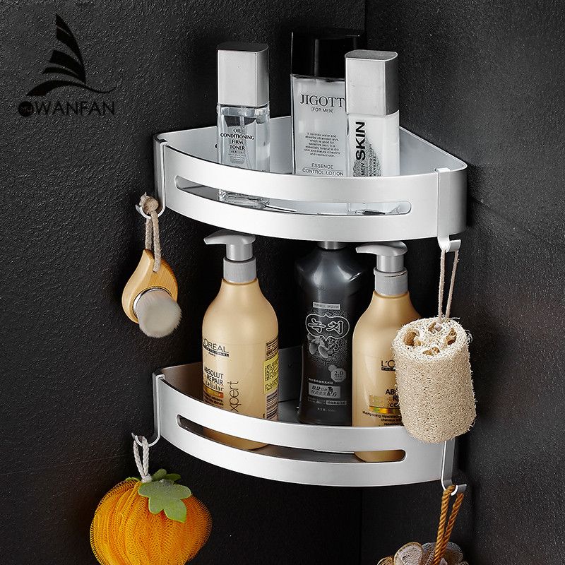 2019 Bathroom Shelves Metal Chrome Shower Corner Shelf Towel Hooks 2019 Bathroom Shelves Metal Chrome Shower Corner Shelf Towel Hooks Shampoo Cosmetic Rack Wall Mount Holder Bath Basket 9240 From Yanlun9