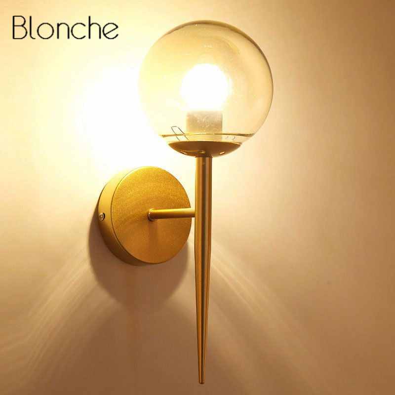Moderne Glaskugel Wandleuchte Schlafzimmer Nachttischleuchte Gold Led Wandleuchte Leuchten Indoor Loft Industrial Home Decor E27 Moderne Glaskugel Wandleuchte Schlafzimmer Nachttischleuchte Gold Led Wandleuchte Leuchten Indoor Loft Industrial Home Decor E27