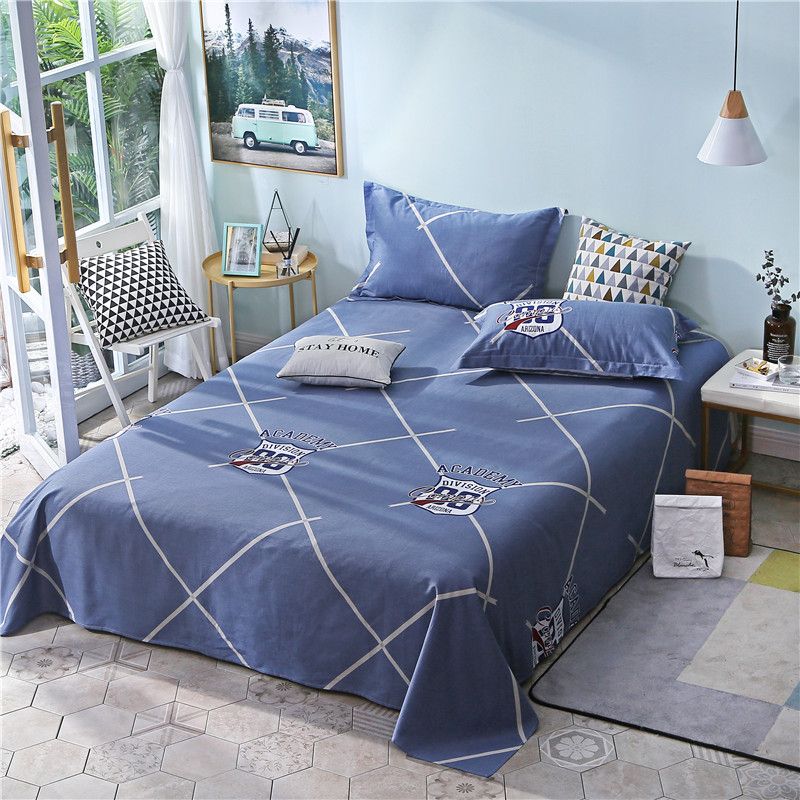 Bedding Set Dark Blue Pirate Pattern 100 Cotton Flat Sheets King Bedding Set Dark Blue Pirate Pattern 100 Cotton Flat Sheets King Size Bed 250x270cm Lines Bedspread Cover Modern Duvet Queen