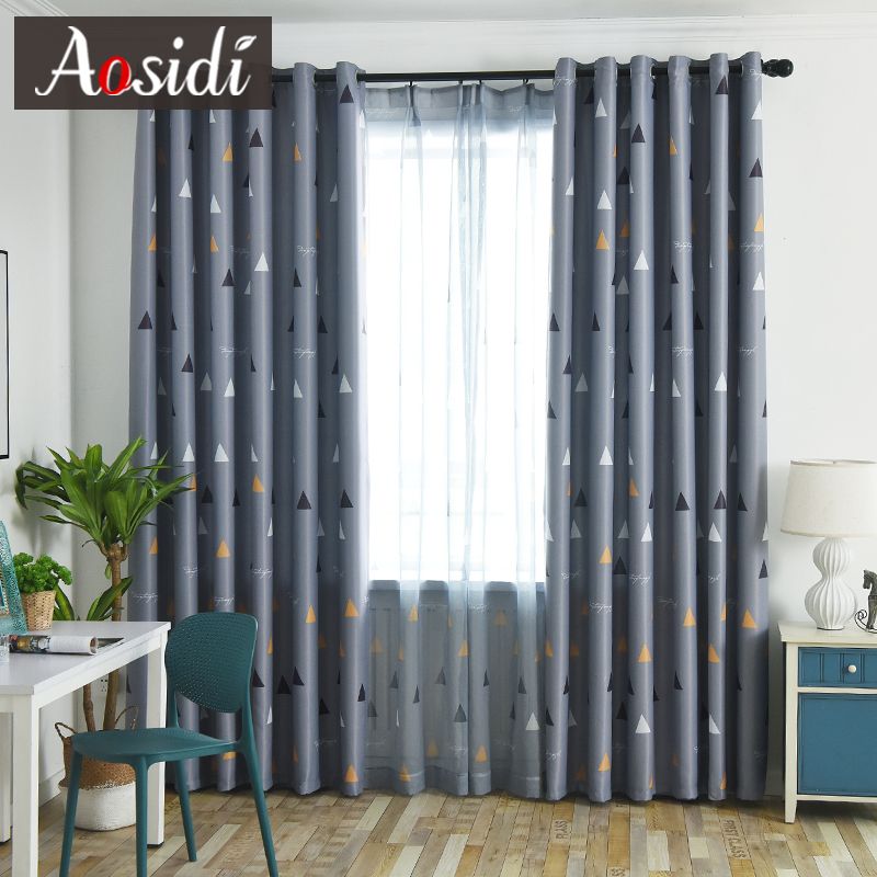 2019 Triangular Pattern Blackout Curtains For Bedroom Living Room Triangular Pattern Blackout Curtains For Bedroom Living Room Modern Gray Curtain Kid S Tulle And Cortina Para Sala