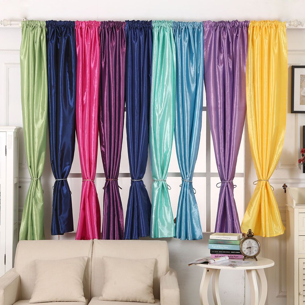 1pcs Solid Color Window Curtain Panel Treatment Door Drapes 100cmx140cm Curtains