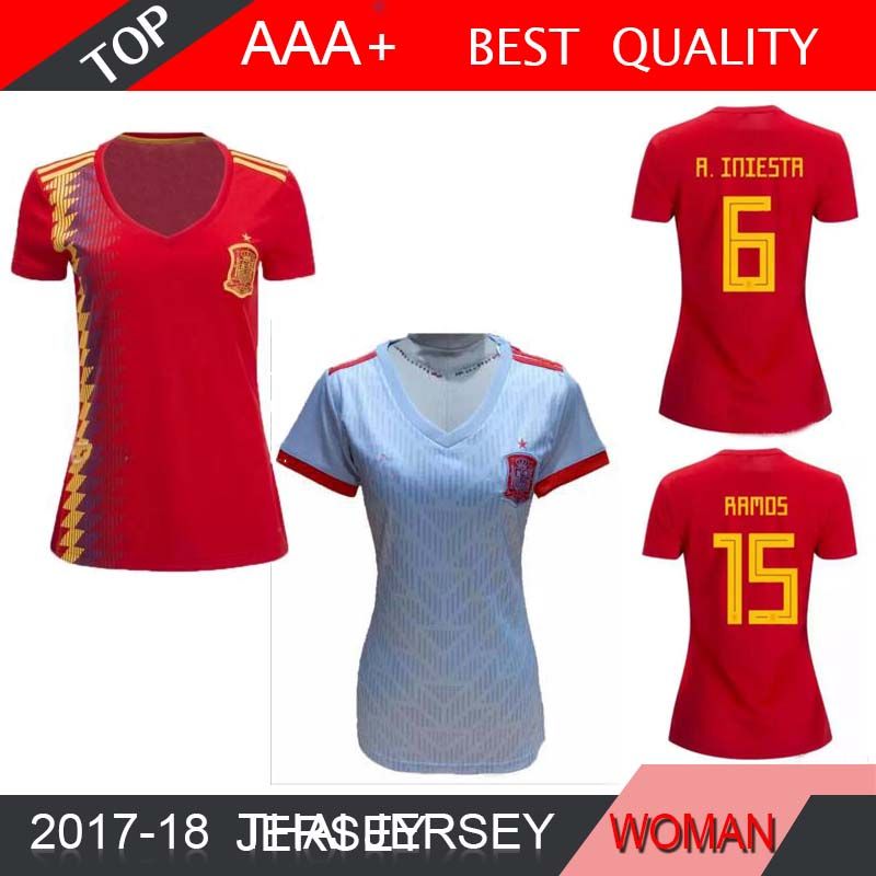 Spanien Frauen Asensio MORATA ISCO RAMOS 2018 Home World Cup Weibliche Fußballtrikots 2018 2019 Frauen PIQUE SILVA FABREGAS Fußball Shirts Spanien Frauen Asensio MORATA ISCO RAMOS 2018 Home World Cup Weibliche Fußballtrikots 2018 2019 Frauen PIQUE SILVA FABREGAS Fußball Shirts