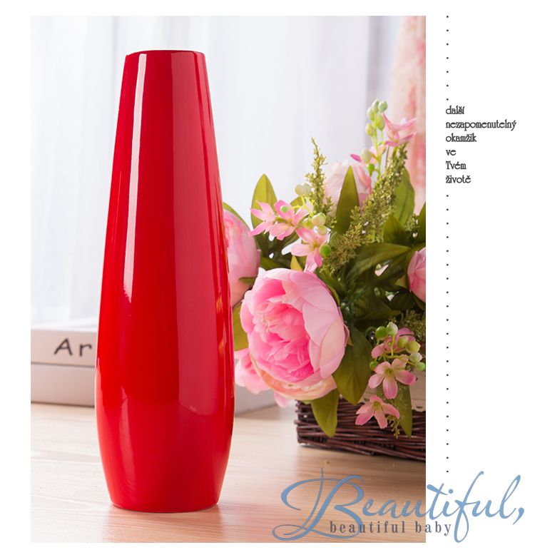 Red Color Ceramic Vase Big Size Red Flower Porcelain Modern Fashion ...