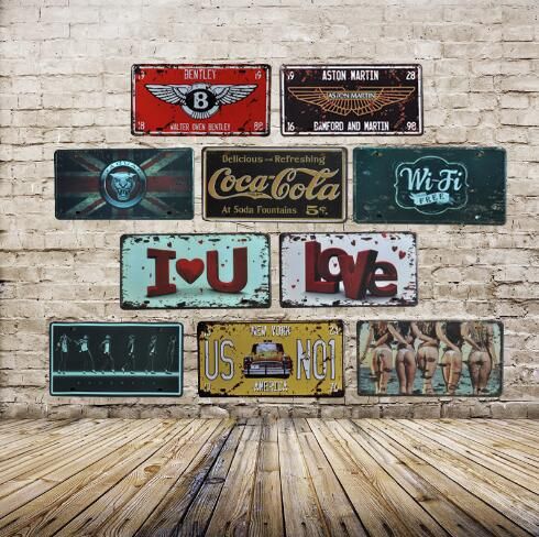 Retro Vintage Tin Painting License Plate Creative Personality Shop