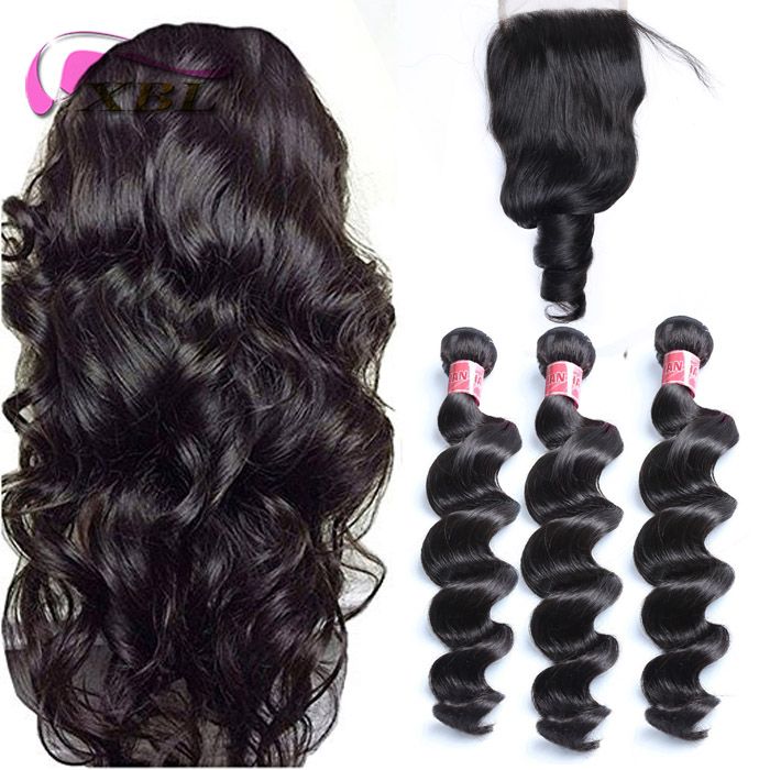 Brazilian Body Wave Bundles With Closure Straight Hair Weave