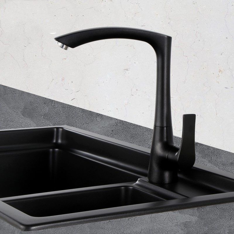 Matte Black White Modern Kitchen Sink Faucet Mixer Tap Single Hole Brass Taps With Swivel Arc Square Spout
