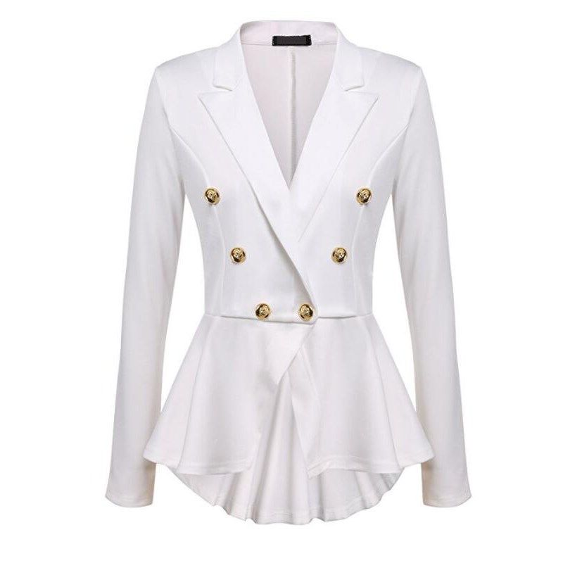 Womens Fashion Office Jacket Ladies Slim Jackets Female Solid Button