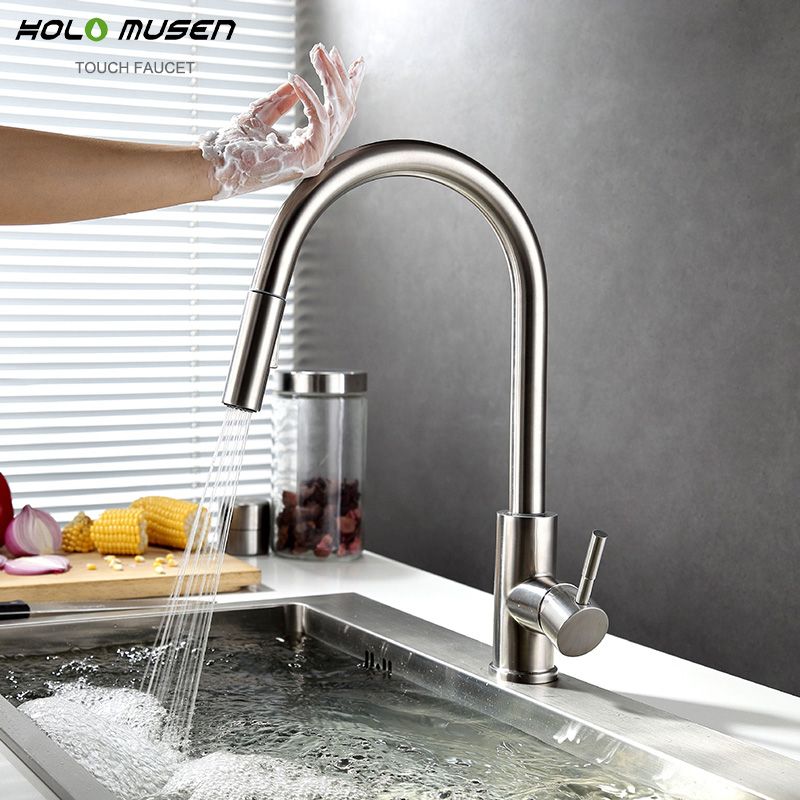 New Lead Free Sus304 Stainless Steel Pull Out Touch Faucet Kitchen Sensitive Control Mixer Sensor Tap