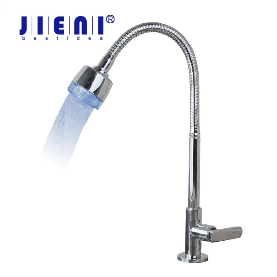 Bathroom Kitchen Faucet Led Sink Deck Mounted Torneira Swivel Spout Taps Singel Cold Water Mixer Tap