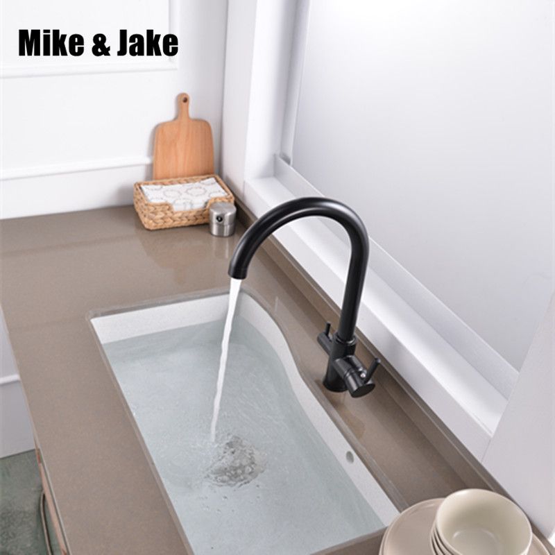 New Black Kitchen Mixer 3 Way Water Filter Sink Tap Hot And Cold Kitchen Faucet Black Finished Water Filter 3 Way Mixer