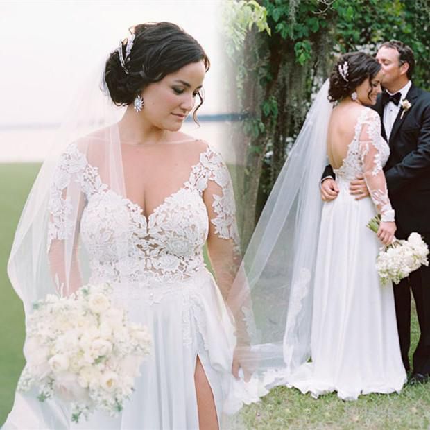 Discount 2018 Modest Plus Size Bohemian Beach Wedding Dresses Long