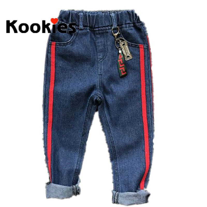 Boys Striped Pants Blue Denim Red Stripes Jeans Kids Casual Boy Jeans