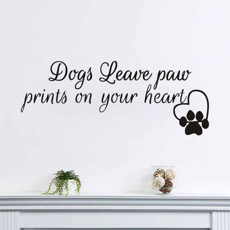 Dogs Leave Paw Prints On Your Heart Wall Stickers Home Decor Living Dogs Leave Paw Prints On Your Heart Wall Stickers Home Decor Living Room Diy Sticker Adhesive Vinyl Decals