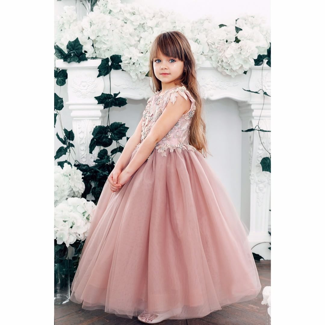 rose pink flower girl dresses