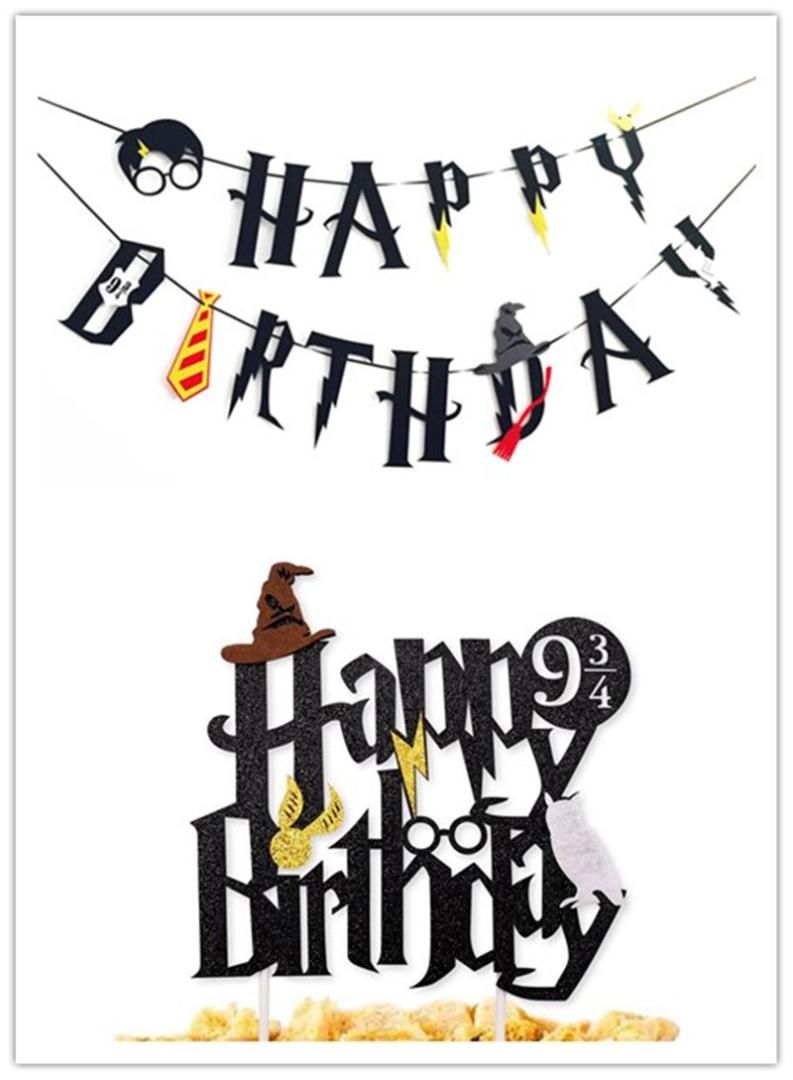 2019 glitter happy birthday banner cake topper boy birthday party