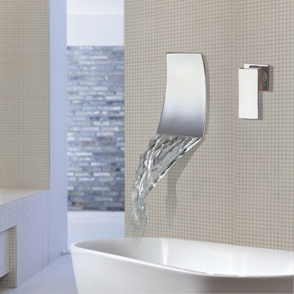 Wall Mounted Waterfall Bathroom Faucet Chrome Brass Spout Wall Mounted Waterfall Bathroom Faucet Chrome Brass Spout Vanity Sink Mixer Tap From China Dhgate Com