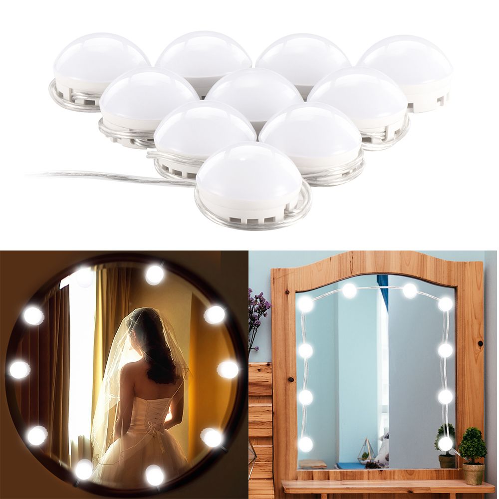 Makeup Mirror Vanity Led Light Bulbs Kit Usb Charging Port Diy Adjustable Brightness Comestic Lamp Dimmable For Dressing Table