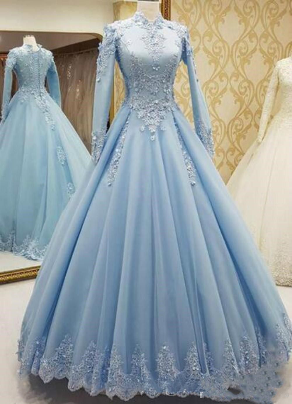 High Neck Lace Long Prom Dress