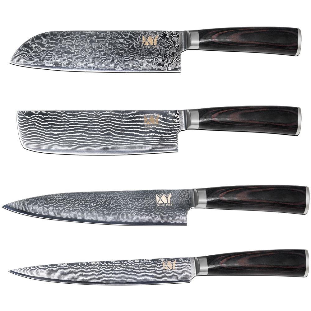Best Damascus Knife Set 7 Inch Santoku Chopping 8 Inch Chef Slicing