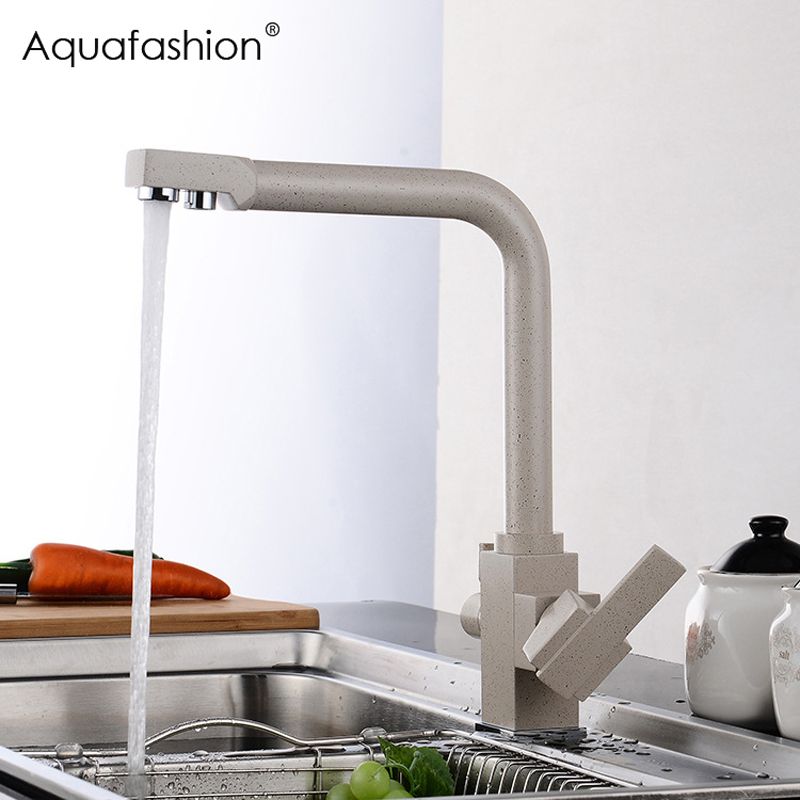 Luxury Water Filter Dual Function Kitchen Faucet Drinking Mixer Taps Chrome Khaki Black With Filtered