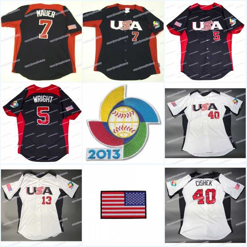 Men Team USA 2013 World Baseball Classic 5 David Wright 7 Mauer 40