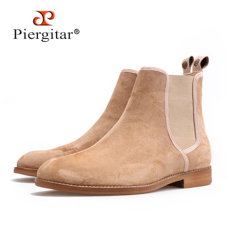 Piergitar 2018 New Handmade Men Boots classic style Cow Suede Men s casual boots outfit,perfect for Spring Autumnal wear