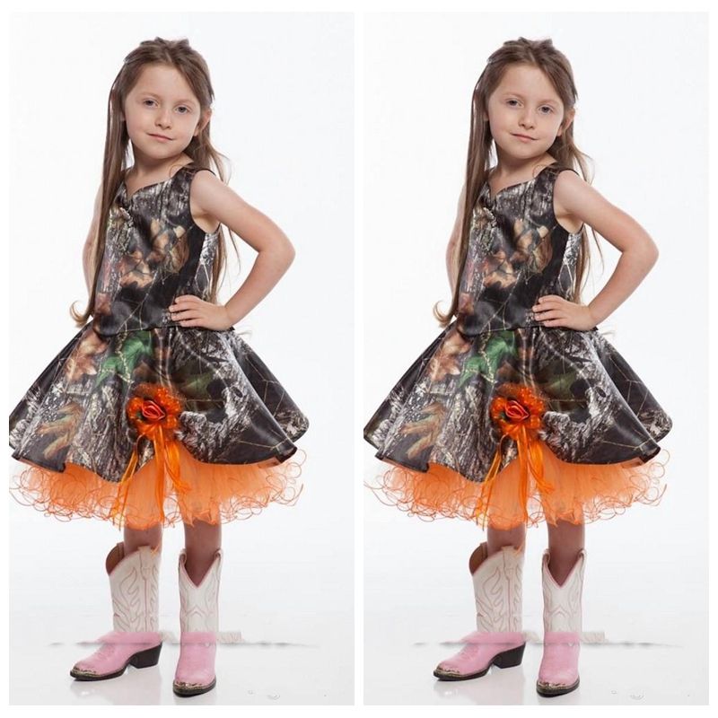 orange flower girl dresses