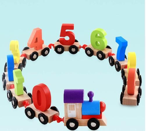 wooden train with blocks
