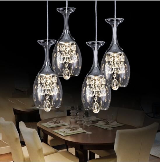 Modern Clear Wine Glass Crystal Pendant Lamp K9 Living Room Modern Clear Wine Glass Crystal Pendant Lamp K9 Living Room Restaurant Chandelier Light Hanging 1 9 Head With Blue Lights Chandeliers