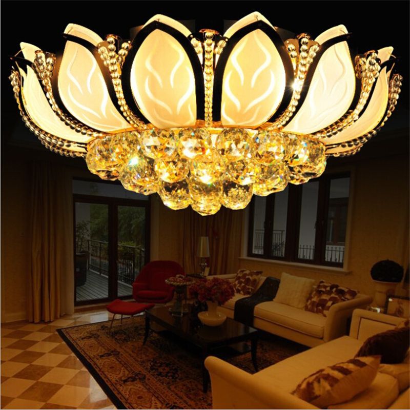 Lotus Flower Modern Gold Ceiling Light E14 Crystal Pendant Lamp Led Lotus Flower Modern Gold Ceiling Light E14 Crystal Pendant Lamp Led Chandelier For Living Room Bedroom Fixture Lighting Uk 2019 From Ok360