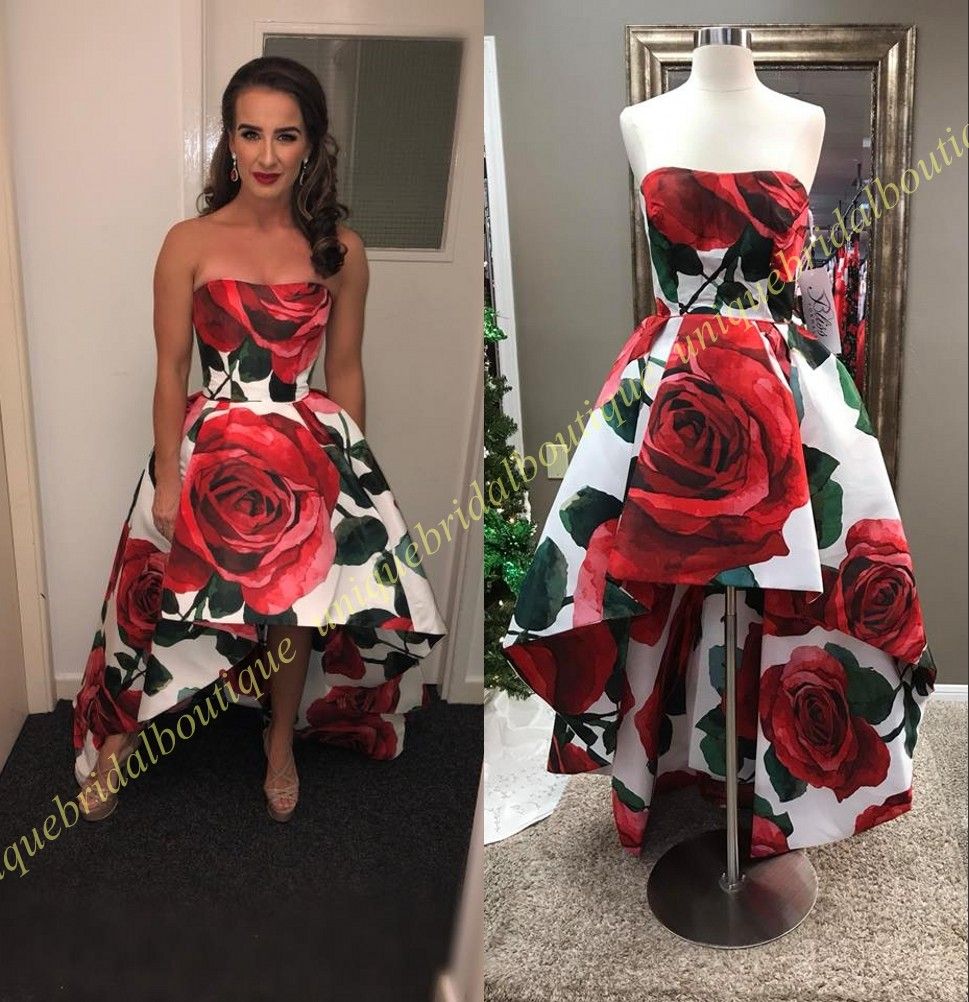 Rose Print Prom Dresses
