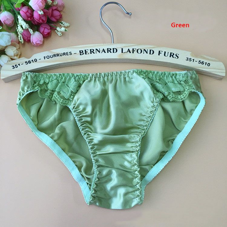 Sexy Lace Satin Panties For Woman Soft Antibacterial Silk Underwear Low